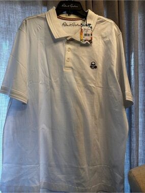 Robert Graham White Polo with Embroidered Skull Accent